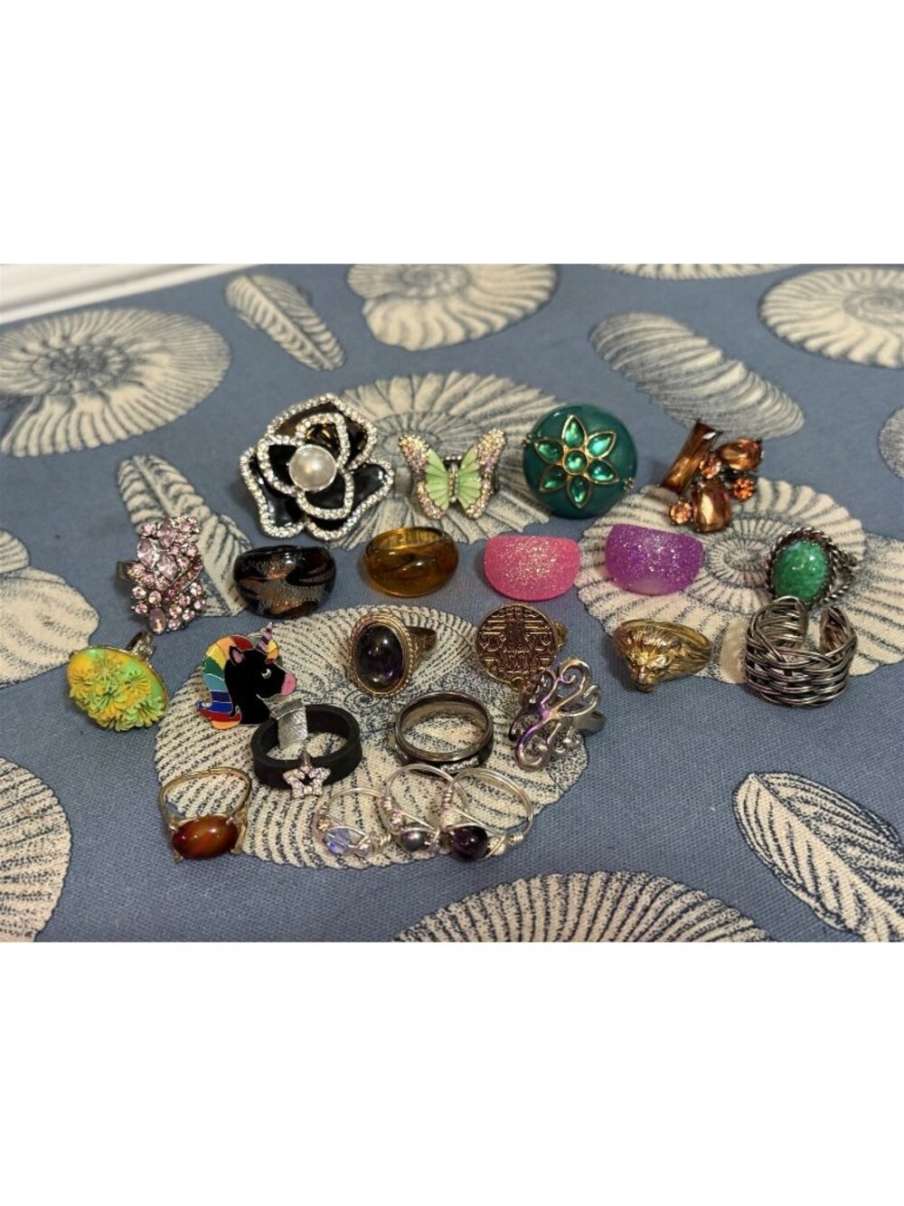 Costume Ring Lot Of 23 Fashion Jewelry Boho Statement Sparkle Metal